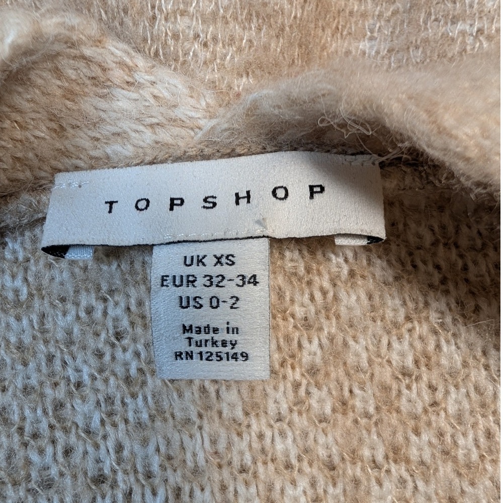 TopShop Women Leopard Print Duster Cardigan Size XS Tan Beige - Picture 3 of 7